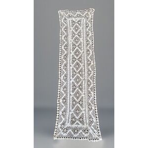 Vintage Handmade White Crochet Lace 100% Cotton Runner/Topper/Doily 36x10"